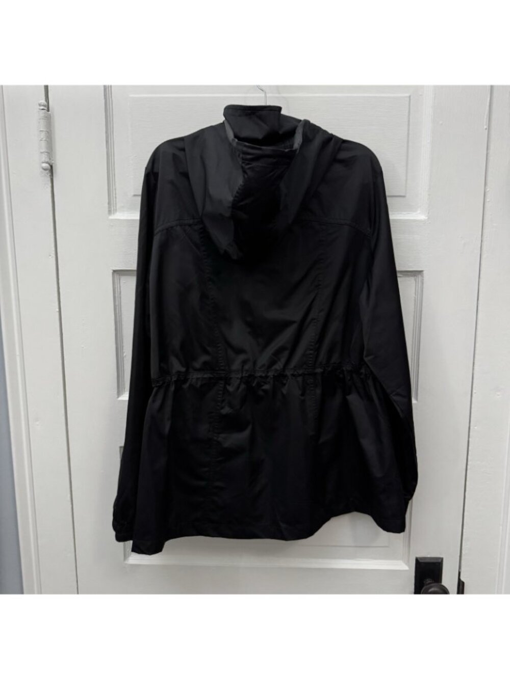 Avia Womens XL 16-18 Black Hooded Windbreaker Jacket Cinch Waist Pockets - Picture 4 of 10